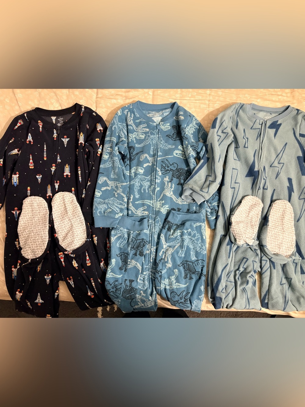 Set of 3 Carter's Fleece Zip-Up Onesie Pajamas